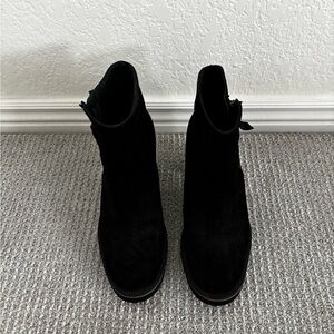 PAUL GREEN Sloane Lug Sole Bootie Black Suede Platform